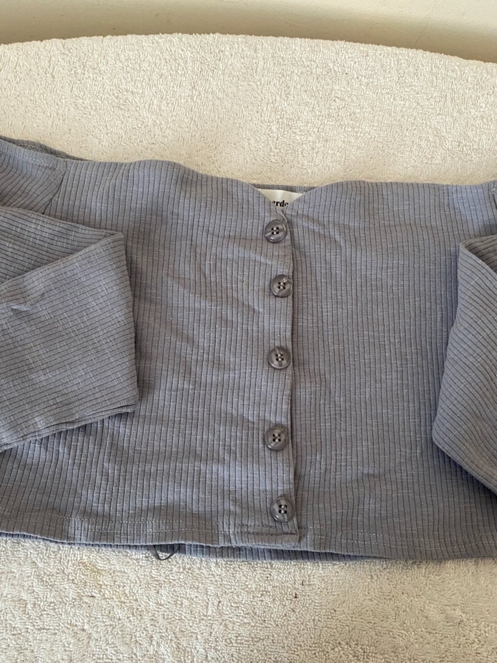 Ribbed Button-Front Gray Knit crop top